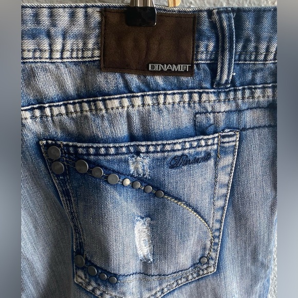 DINAMIT Rare Denim from Italy Light Wash Distressed Men’s Denim Jeans Size 40 - Picture 7 of 16